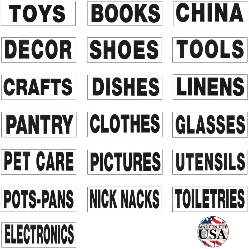 Tag-A-Room Moving Labels Content Pro Pack, 19 Content Labels, 190 Count, 1" x 4" Permanent Color Coding Moving Stickers, Moving Supplies - Image 1